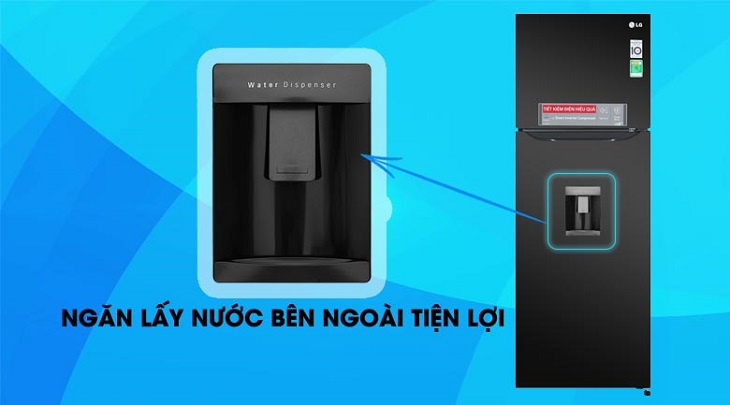 Tủ lạnh LG Inverter 315 lít GN-D315BL được trang bị khay lấy nước ngoài tiện lợi