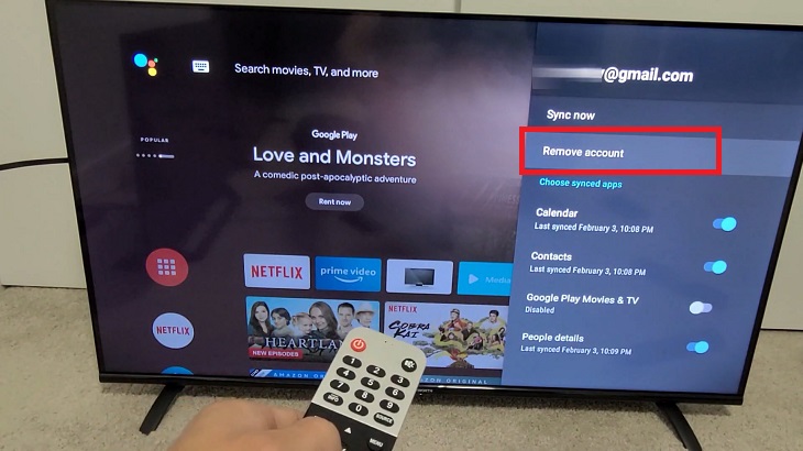 Tiến hành xóa tài khoản Google TV