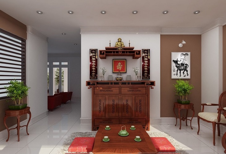 Không nên đặt tivi xung quanh hoặc đối diện bàn thờ