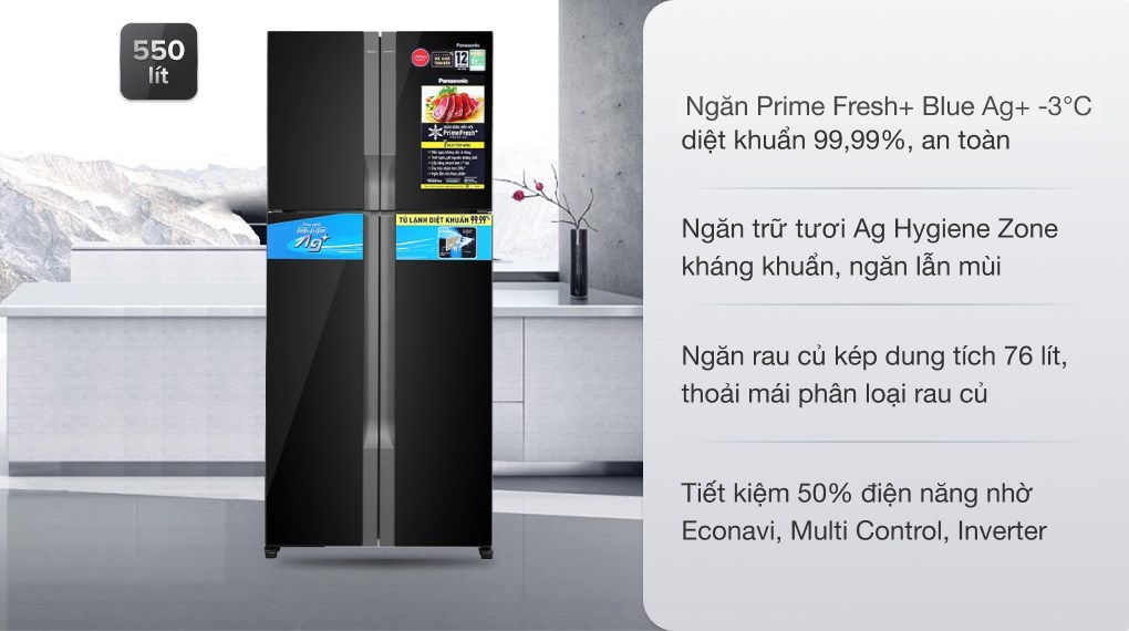 Tủ lạnh Panasonic Inverter 550 lít Multi Door NR-DZ601VGKV có tích hợp nhiều công nghệ bảo quản thực phẩm hiện đại