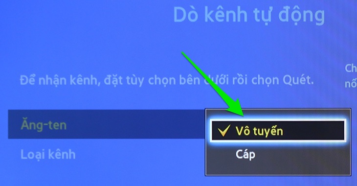 Chọn ăng-ten vô tuyến hoặc cáp