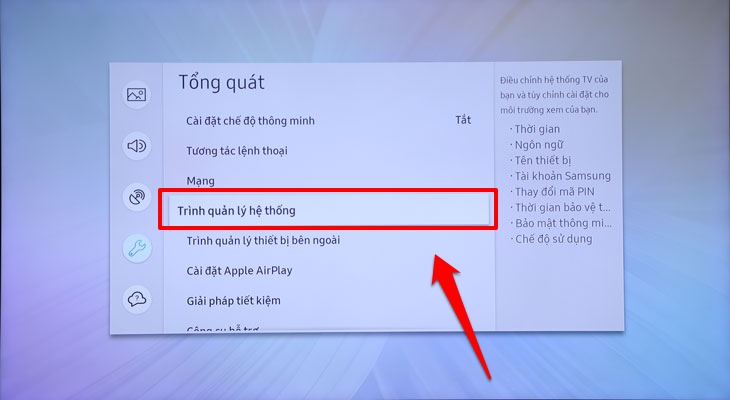Cách đổi mã PIN trên Smart tivi Samsung - Bước 3