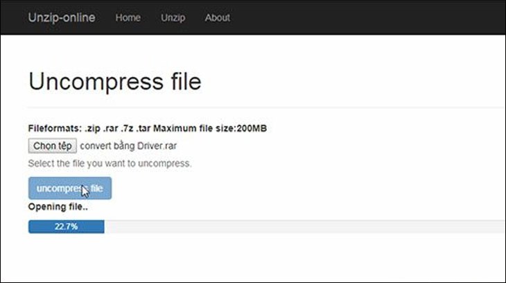 Đợi file giải nén hoàn tất