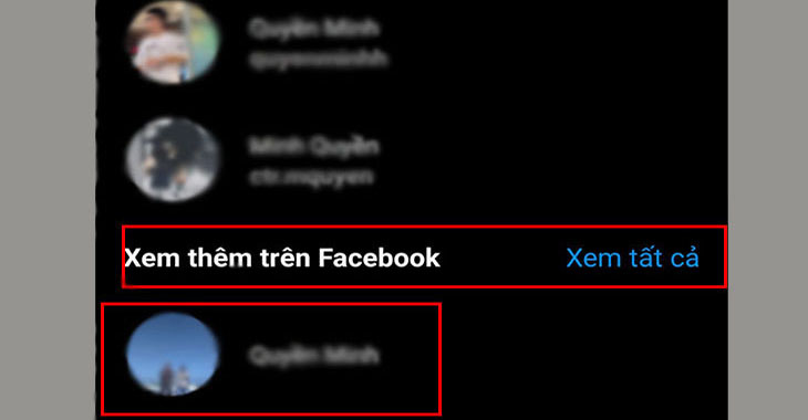 chọn tên tài khoản bạn muốn nhắn tin