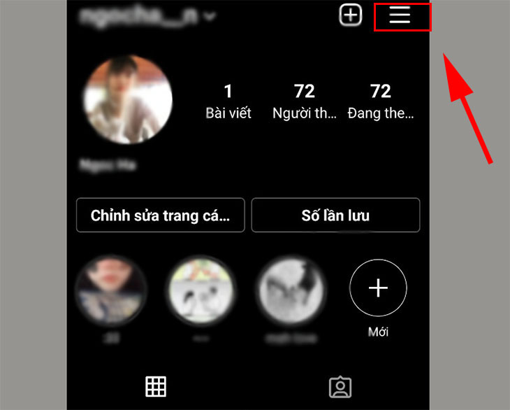 nhấn vào biểu tượng 3 dấu gạch