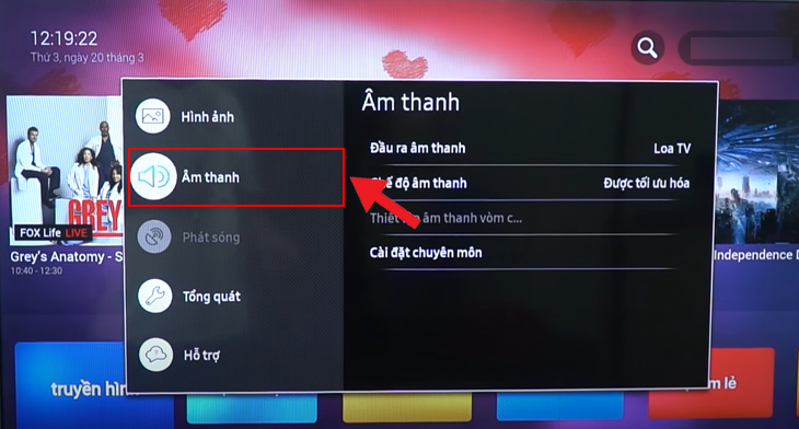 Bạn chọn mục Âm thanh