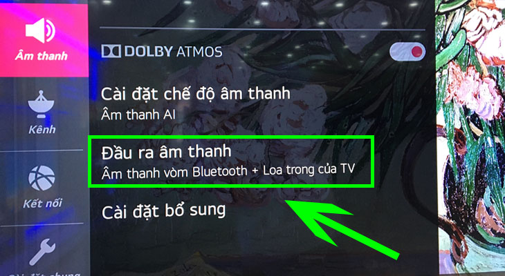 Chọn tiếp mục Đầu ra âm thanh để cài đặt thiết bị phát âm thanh