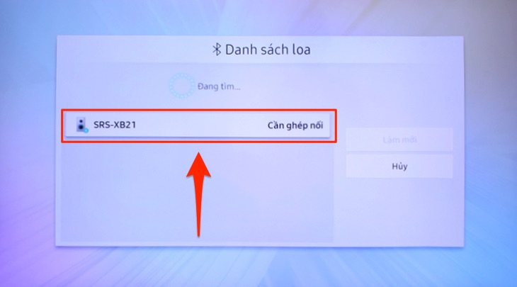 Vào cài đặt để chọn thêm thiết bị mới và kết nối với tivi