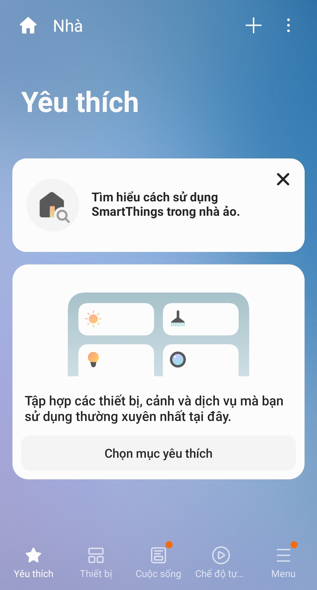 Cài đặt ứng dụng SmartThings trên thiết bị di động của bạn > Mở ứng dụng SmartThings.