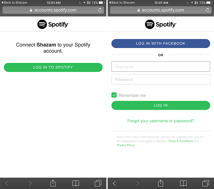 đăng nhập vào Spotify