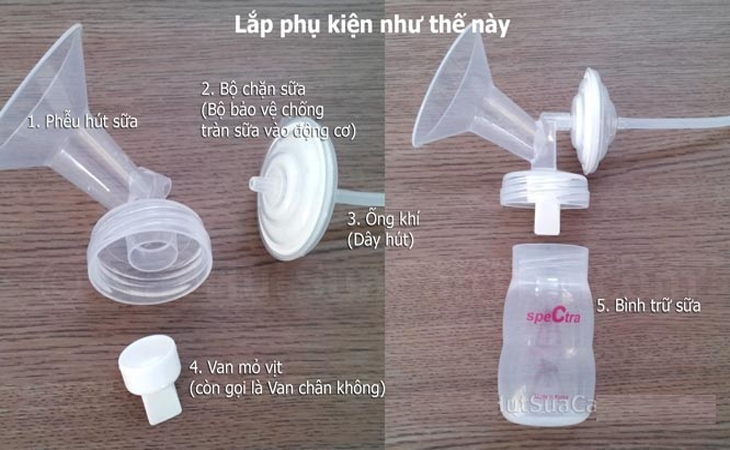 Kiểm tra phần phễu hút của máy hút sữa, kiểm tra tổng thể toàn bộ các dụng cụ thành phần xem có lỗi nào không