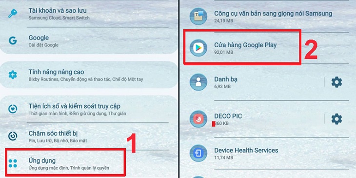 Chọn Ứng dụng > Chọn Cửa hàng Google Play.