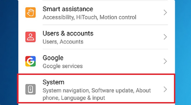 bạn hãy vào mục Cài đặt > Chọn Hệ thống (Systems).
