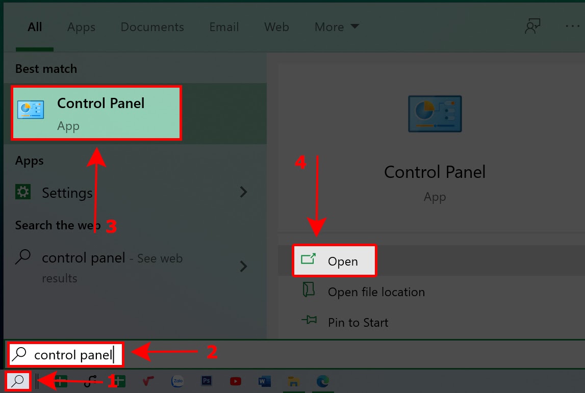 Truy cập vào Control Panel