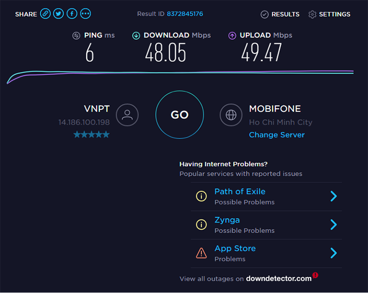 Kiểm tra kết nối Internet