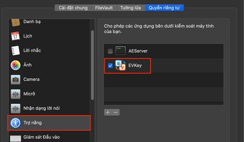 tích vào EVkey