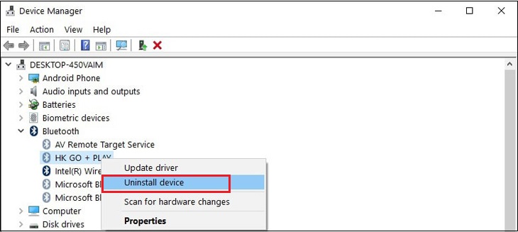 Driver Bluetooth bị lỗi, không tương thích
