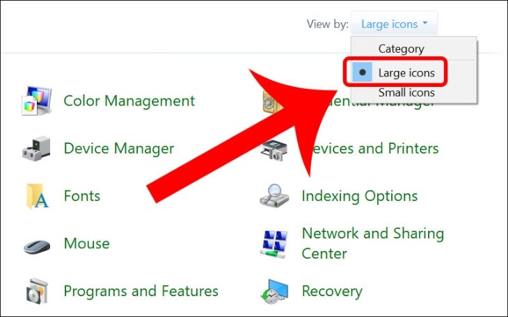 Bạn chọn Large icons để có thể xem chi tiết hơn