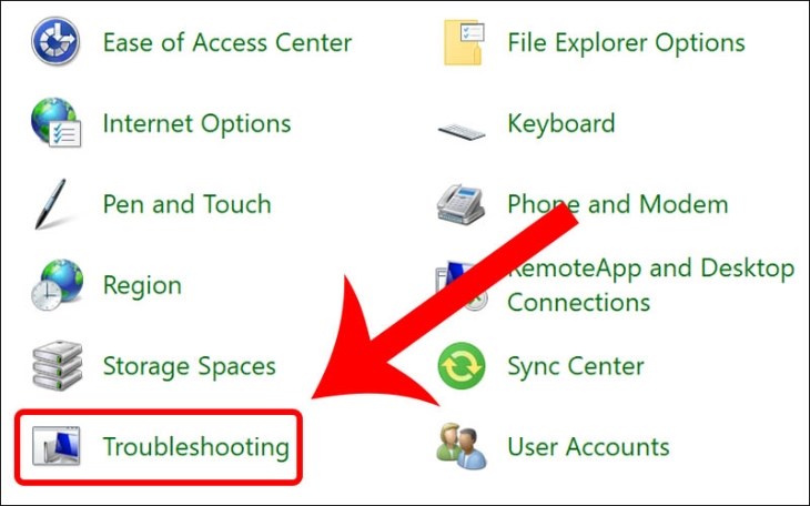 Bạn nhấn vào mục Troubleshooting