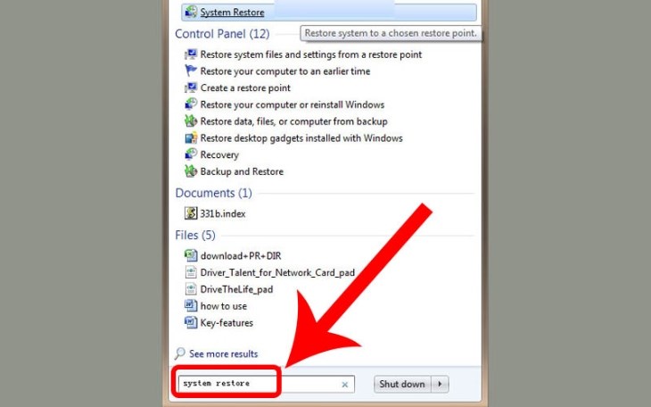 Bạn truy cập vào System Restore
