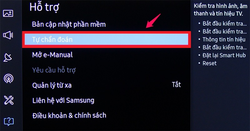 Chọn Tự chẩn đoán.