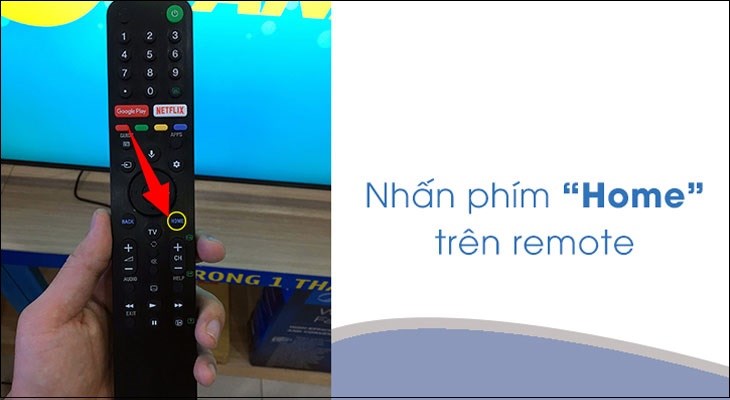 Nhấn nút Home trên điều khiển từ xa, sau đó chọn Cài đặt (Settings)
