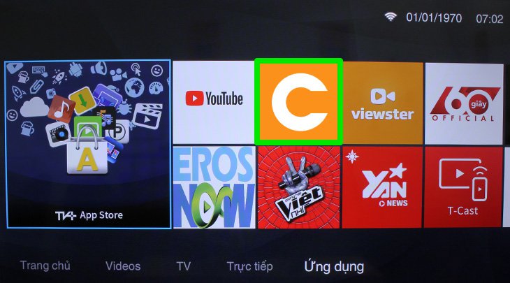 Giao diện ứng dụng có ClipTV