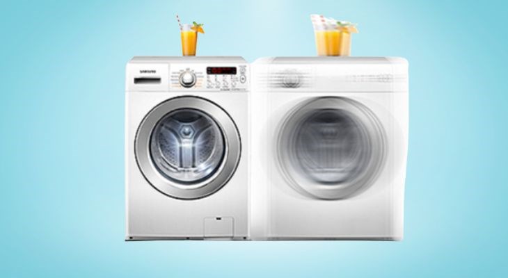 Vị trí đặt máy giặt nên tiếp xúc hoàn toàn với mặt sàn