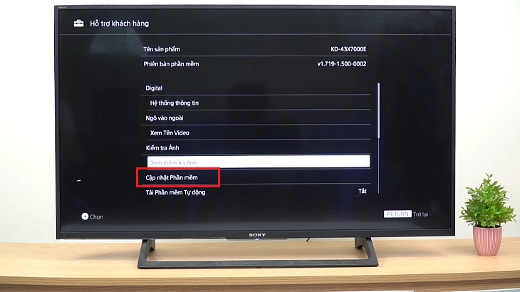 Cập nhật phần mềm trên tivi Sony.