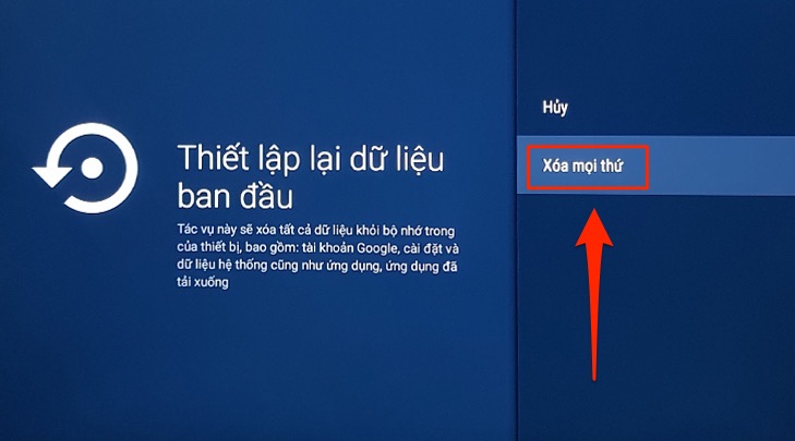 Chọn Xóa mọi thứ