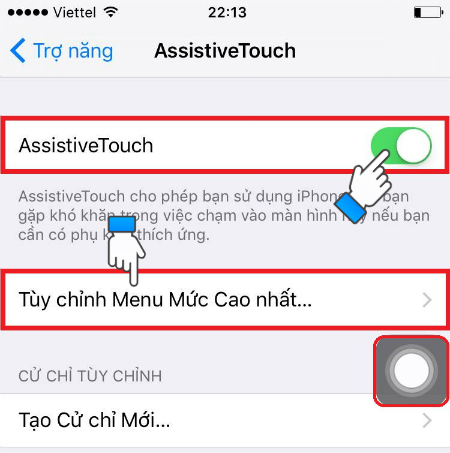 Bật AssistiveTouch