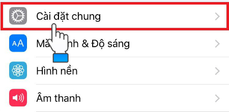 Vào Cài đặt -> Cài đặt chung