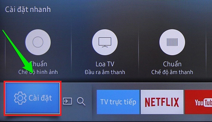 Bước 2: Sau khi chọn APPS, trên tivi sẽ xuất hiện giao diện kho ứng dụng của tivi, chọn Setting