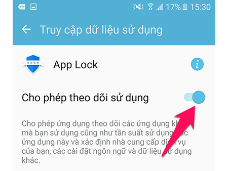 Kích hoạt tính năng khóa ứng dụng