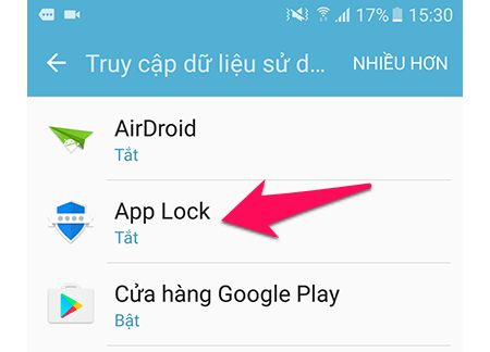 Tìm đến Applock