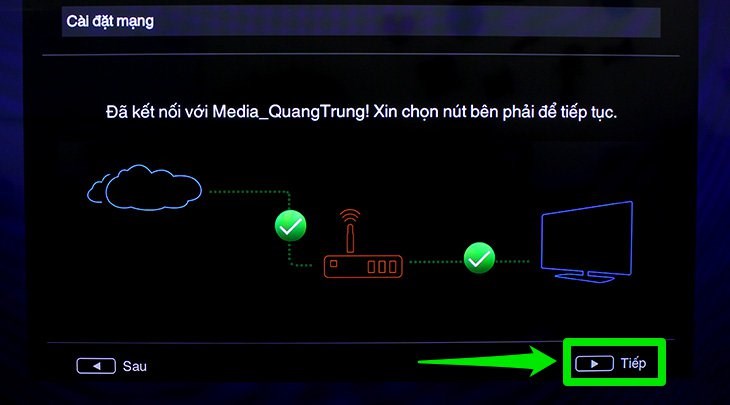 Bạn chọn Tiếp để chuyển qua bước tiếp theo
