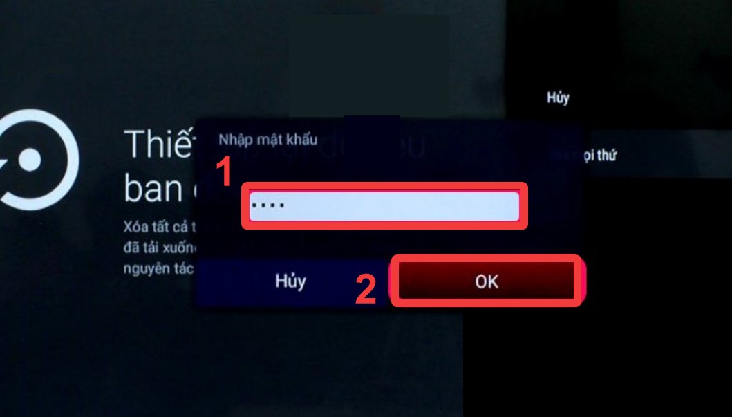 Bạn nhập 1234 rồi chọn OK