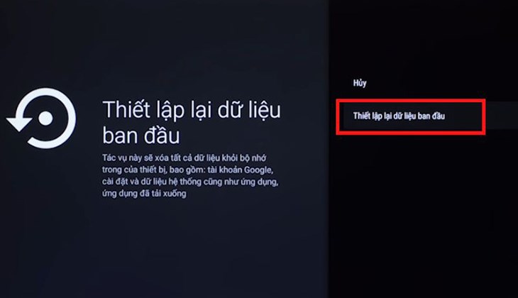Nhập mật khẩu PIN và bắt đầu reset tivi