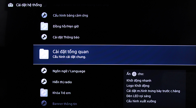 Tiếp tục chọn “Cài đặt tổng quan”.