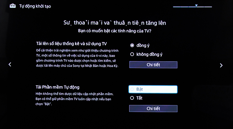 Tiếp tục chọn “Đồng ý” và “Bật” rồi bấm sang phải.