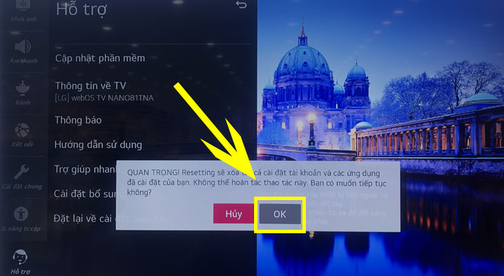 Chọn chữ OK