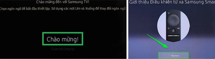 Bạn chọn ngôn ngữ để bắt đầu thiết lập rồi nhấn chọn Tiếp theo