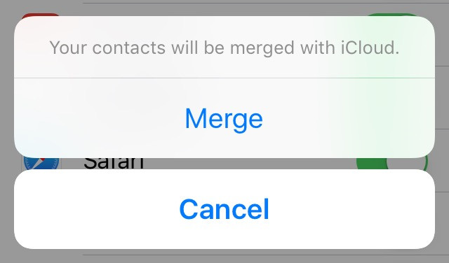 xoay thanh trượt trở lại vị trí bật. Chọn Merge (Hợp nhất) để sao lưu