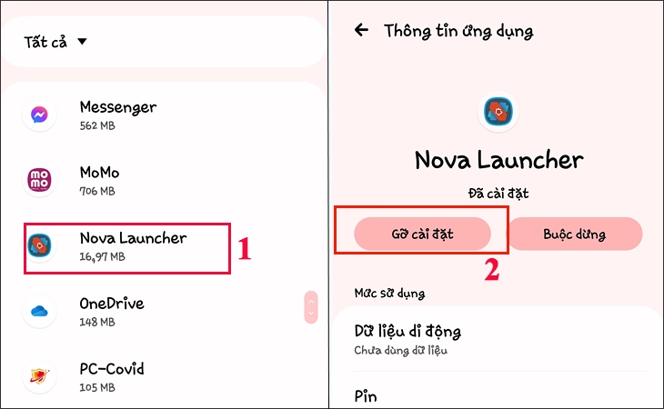 Bạn hãy kéo xuống tìm ứng dụng Nova Launcher