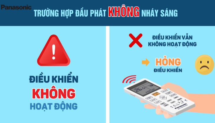 Đầu mắt không nháy sáng, đồng nghĩa với việc remote đã bị hỏng