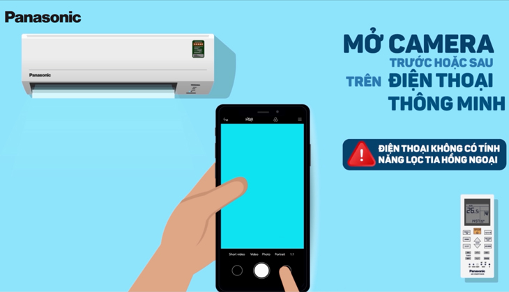 Dùng một chiếc điện thoại thông minh và mở camera sau của điện thoại