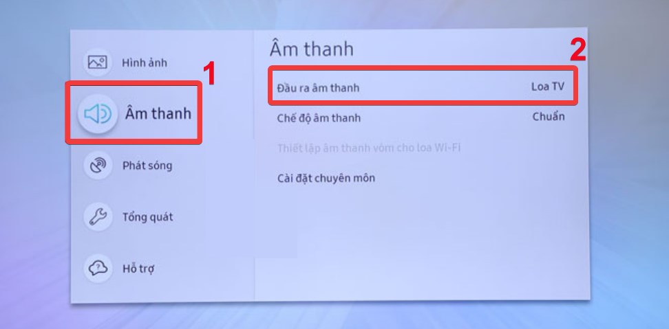 Trong danh mục Âm thanh chọn Đầu ra âm thanh