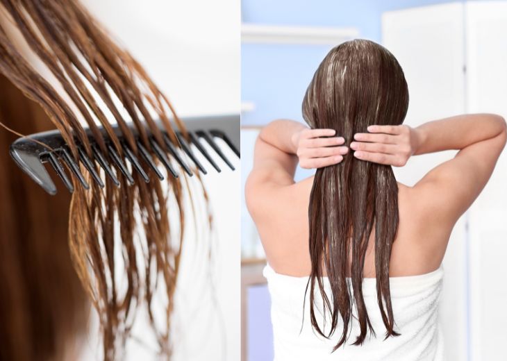 Dùng dầu xả và lược răng thưa