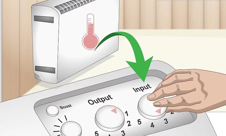 Sử dụng núm xoay input để sạc lò sưởi lưu trữ