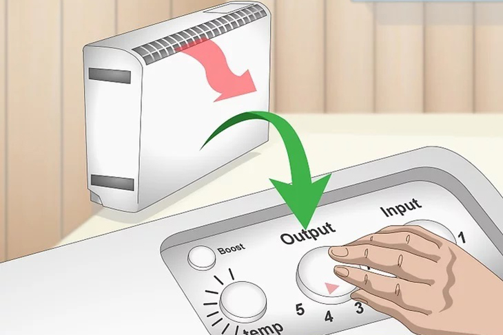 Sử dụng núm xoay output